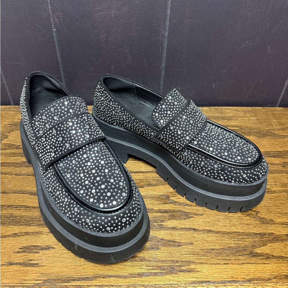 Studded Black Platform Loafers